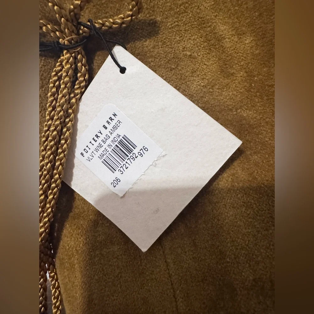 Pottery Barn Gold Velvet Wine Bag With Tags